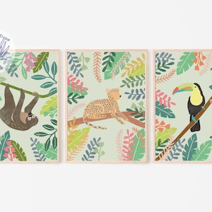 Boho Nursery Wall Art Prints, Safari Nursery Prints, Green Nursery Prints, Boho Nursery Wall Art Decor, Green Boho Safari Nursery Prints