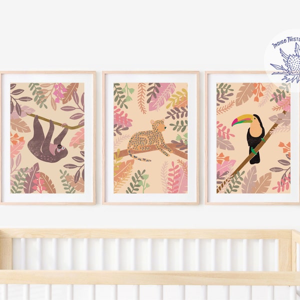 Boho Nursery Wall Art Prints, Safari Nursery Prints, Pink Nursery Prints, Boho Nursery Wall Art Decor, Blush Boho Safari Nursery Prints