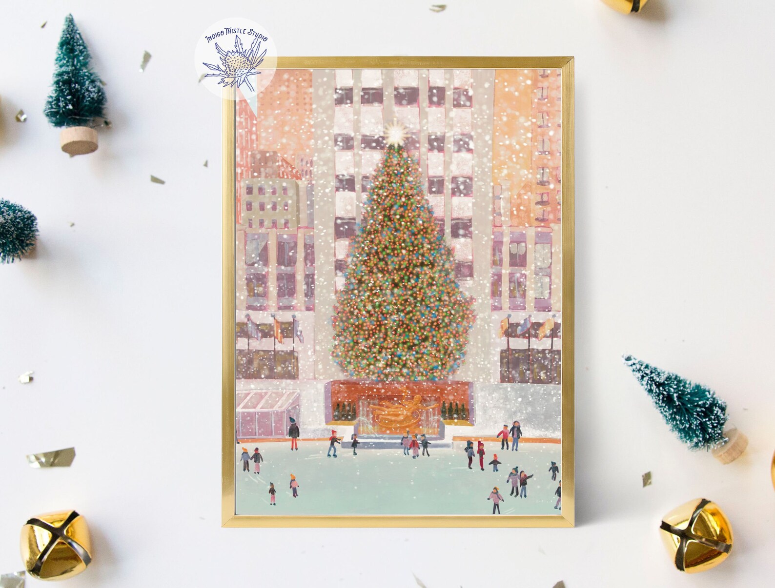 Christmas Tree Art Print Rockefeller Ice Skating - Etsy