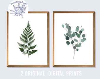 Fern Print - Eucalyptus Print - Fern Art - Botanical Print, Watercolor Fern, Fern Painting, Green, Woodland Prints