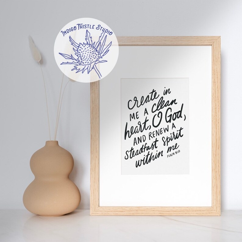 Create in Me a Clean Heart, O God | Scripture Wall Decor | Hymn Living ...