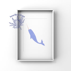 Narwhal Print - Ocean Animal Art Print - Cute Narwhal Nursery Decor - Narwhal Download - Kids Room Decor - Cute Ocean Art