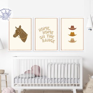 Ensemble de 3 imprimés western cowboy pour enfants rodéo, art du sud-ouest, déco bohème de chambre d'enfant, impression de salle de jeux, impression numérique, art mural minimaliste
