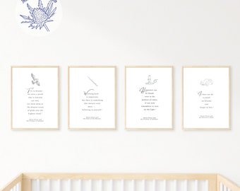 Potter Nursery Book Page Prints, Oversized Nursery Page, Boho Kids Wall Decor, Potter Nursery Wall Art, Owl Nursery Decor, PRINTED + SHIPPED