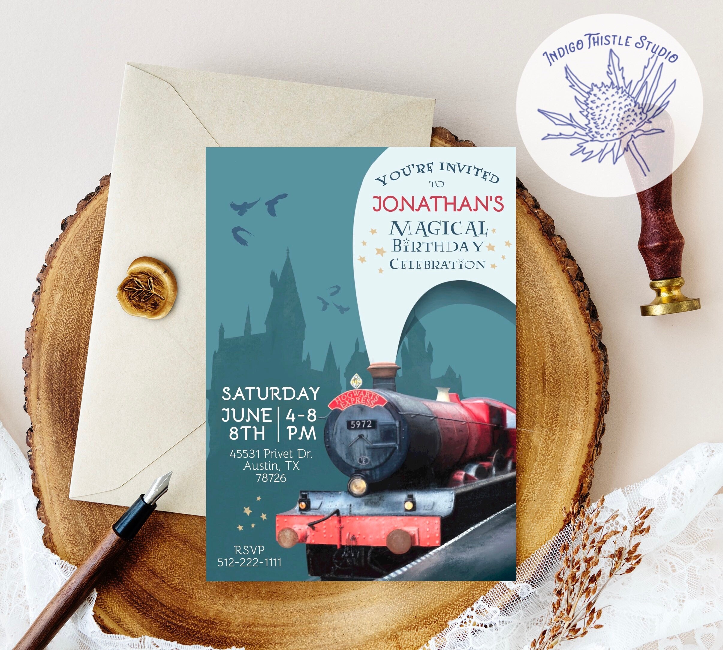 Editable Wizard Birthday Party Invitation, Kids Party, Train Magical Birthday, Party Magic School Wizardry Birthday Party Instant Download