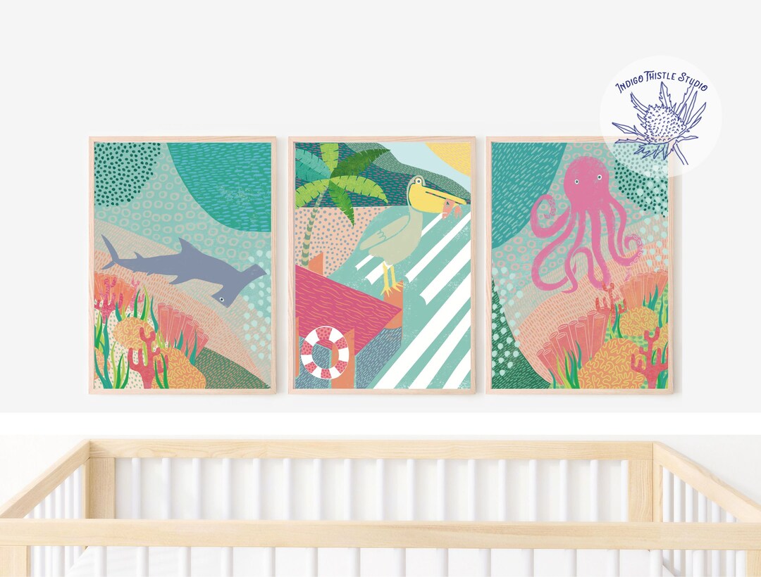 Ocean Wall Art Nursery, Under the Sea Nursery Prints, Animal Posters ...