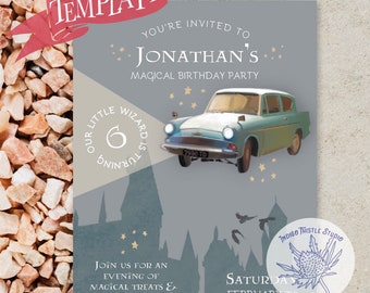 Wizard Birthday Party | Flying Car Invite | Wizard Birthday Invite | Witch Wizard Invite | Flying Car Birthday Invites | DIGITAL Invites