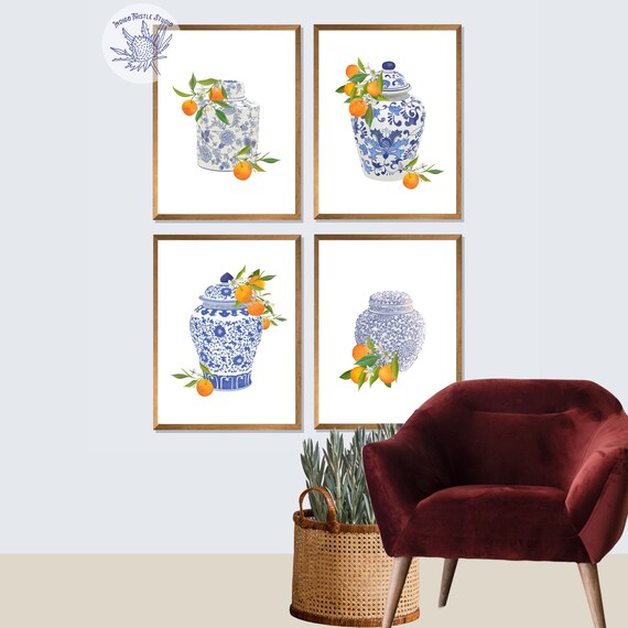 FLORAL GINGER JAR FRAMED WALL ART