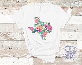 Texas Shirt, Texas Home State Shirt, Women's Texas T-Shirt, Floral Texas Shirt, Texas Flowers Shirt, Texas Favorites, Cute Texas Mama Shirts