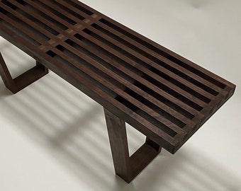 Slatted Wooden Bench- Black Walnut- 42”