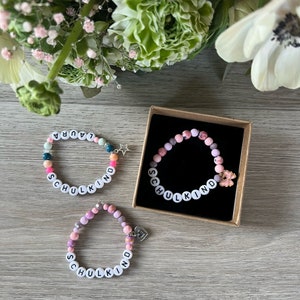 Schulkind Armband / lila & bunt /Laura /Emma / Klara