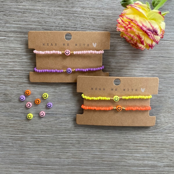 Smiley Armband /neon und pastell/Sommeramband/ PREMIUM