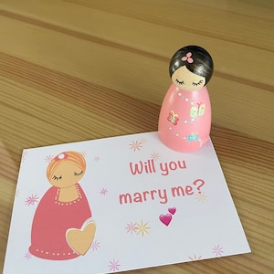 Idea de propuesta, obsequio de propuesta, obsequio para cásate conmigo, recuerdo de boda, ¿quieres casarte conmigo?, sé mi dama de honor, sé mi dama de honor/honor. Toaty Wee Angel