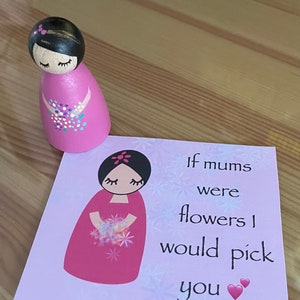 Wenn Mamas Blumen wären, würde ich dich Toaty kleine Engelspuppe und Geschenkkarte pflücken. Muttertag/Mutti Geburtstag/Stiefmutter/Mama/Oma/Tante/Freundin/Schwester/