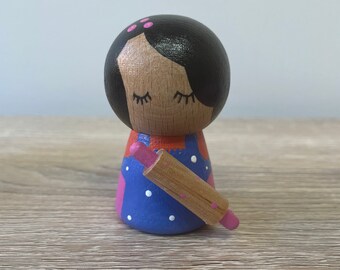 Peg dolls,Pizza and Pastry chef Gift Partner wooden toys