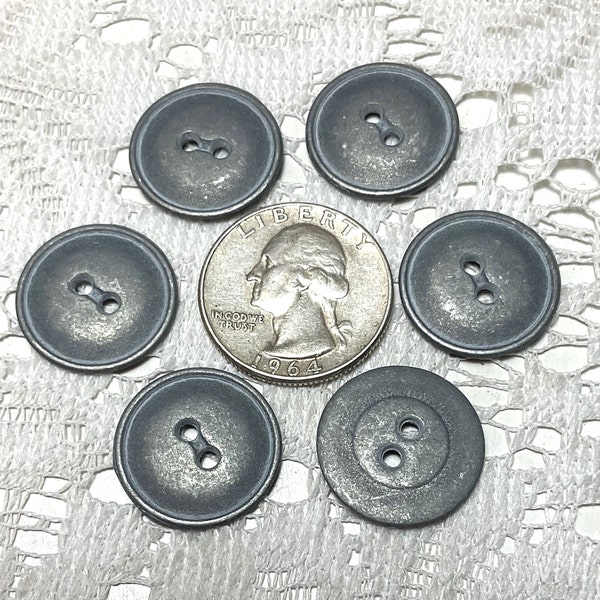 1 Dozen Vintage Metal 2 Hole Pewter Buttons 32, 24, 20 Ligne