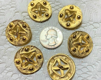 ヴィンテージ鋳造金属ボタン6個 34、40 ライン