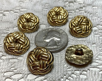 6 Vintage Metal Woven Design Buttons 54, 34, 28 Ligne