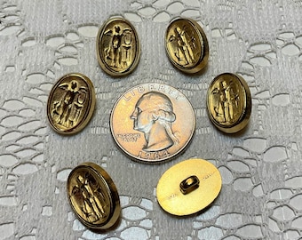 ヴィンテージメタルゴールドシャンクボタン6個 18 mm x 14 mm