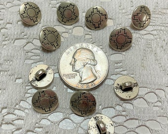 ヴィンテージメタルサウスウェスタンスタイルシャンクボタン1ダース18ライン