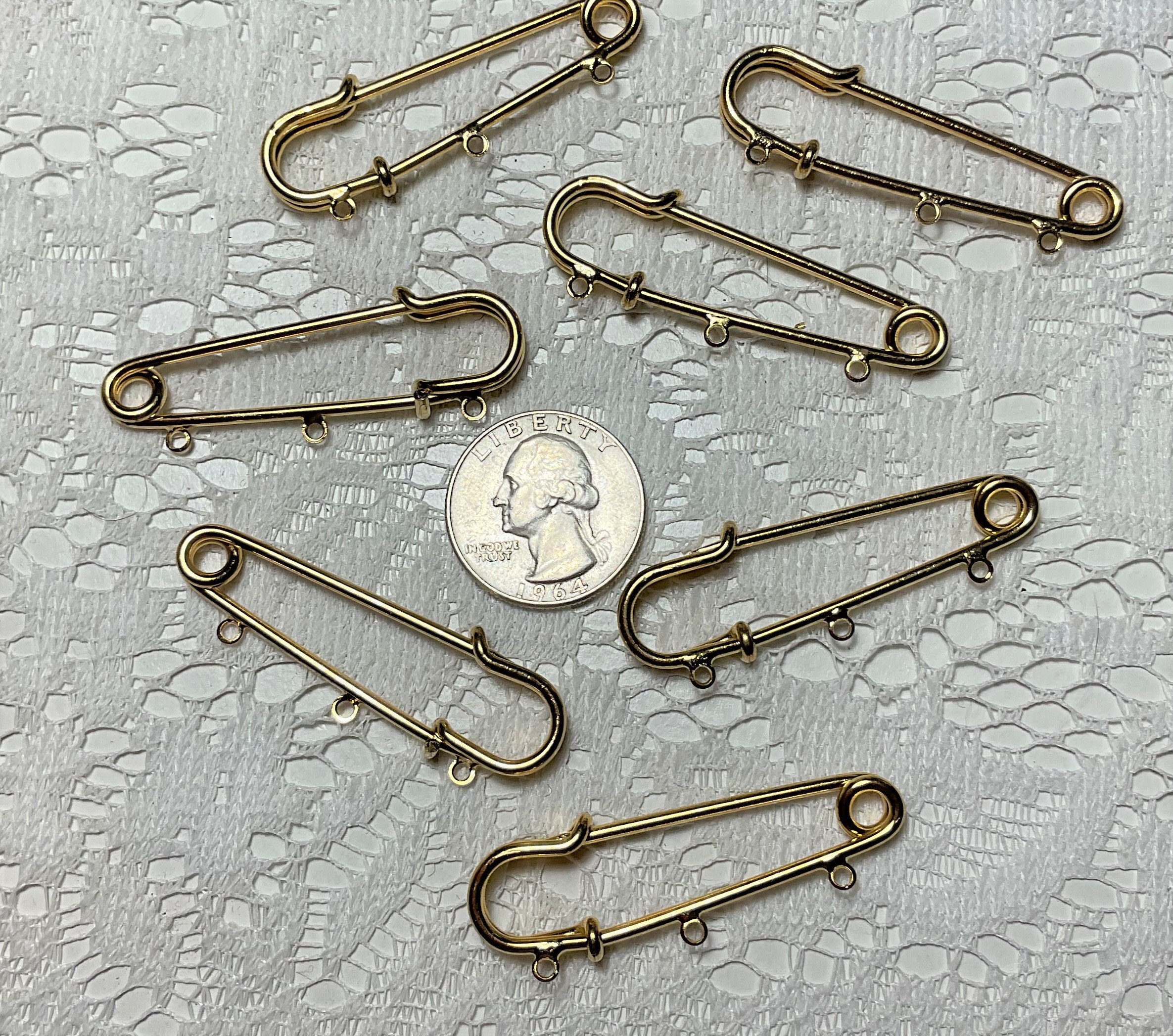 50pcs/set White Stainless Steel Safety Pins For Diapers, Bibs And Crafts,  With Bread-like Head For Child