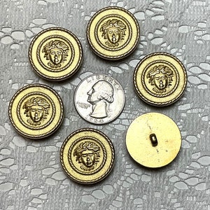 6 Vintage Metal Medusa Buttons 40 Ligne 25mm 1&quot;