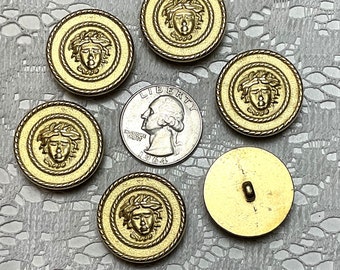 6 Vintage Metal Medusa Buttons 40 Ligne 25mm 1"