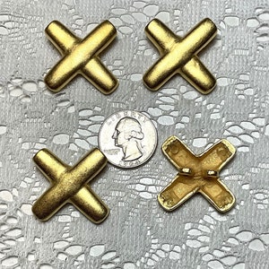 6 Vintage Cool Metal X Or Cross Buttons 48 Ligne 30mm 1-3/16