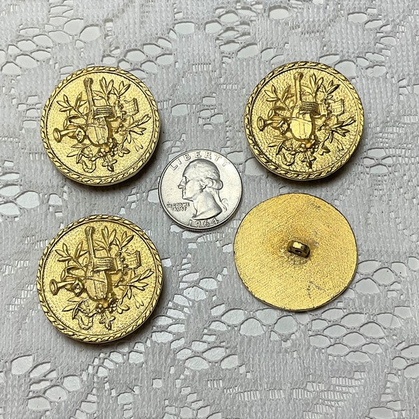 4 Vintage Metal Medieval Motif Buttons 54 Ligne