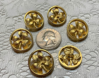 6 Vintage Metal Clover Buttons 32 Ligne