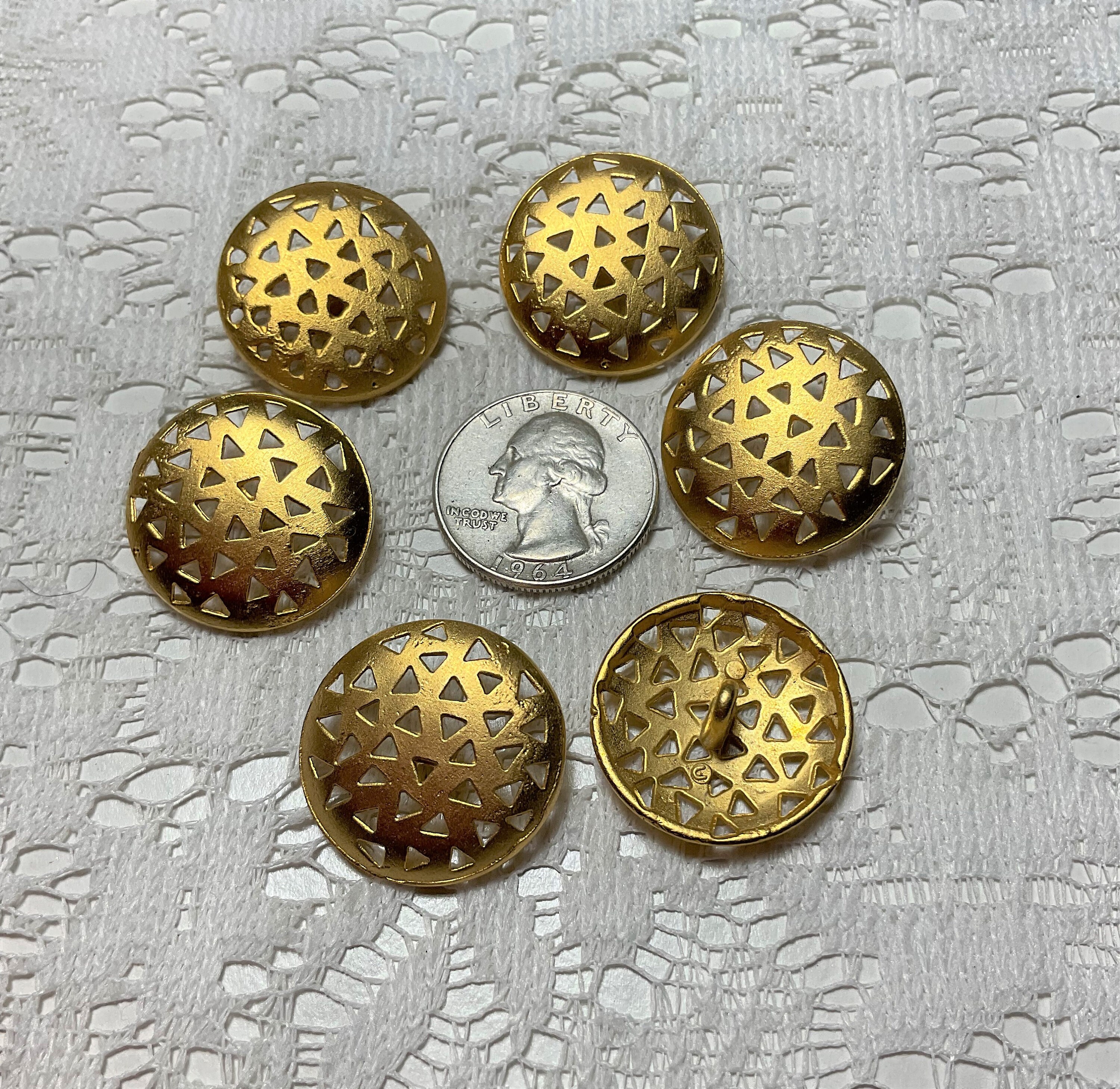 6 Vintage Metal Pierced Low Dome Buttons 40 Ligne - Etsy