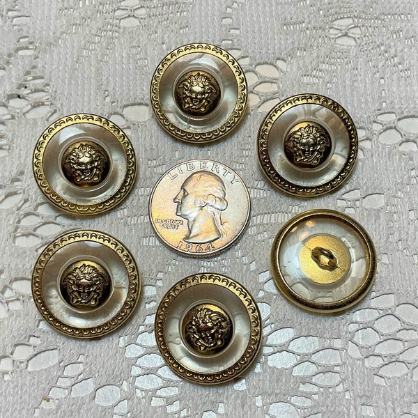 6 boutons vintage Medusa Tige 38 Ligne