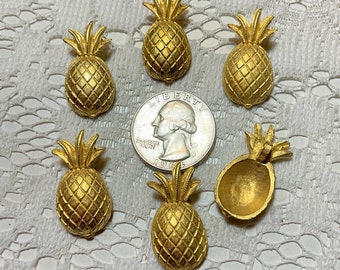 1 Dozen Vintage Cast Metal Pineapple Buttons 30mm x 14.5mm