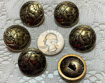 1 dozzina di bottoni vintage in metallo Buffalo Nickel 34 linee