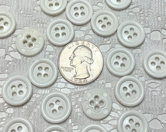 クラシック 4 穴 縁付き ホワイト プラスチック ボタン 24 ライン (5/8") 50 個