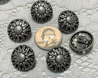 6 Vintage Metal Flower Buttons 32 Ligne