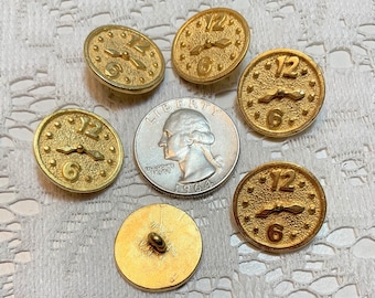 6 Vintage Metal Clock Buttons 30 Ligne