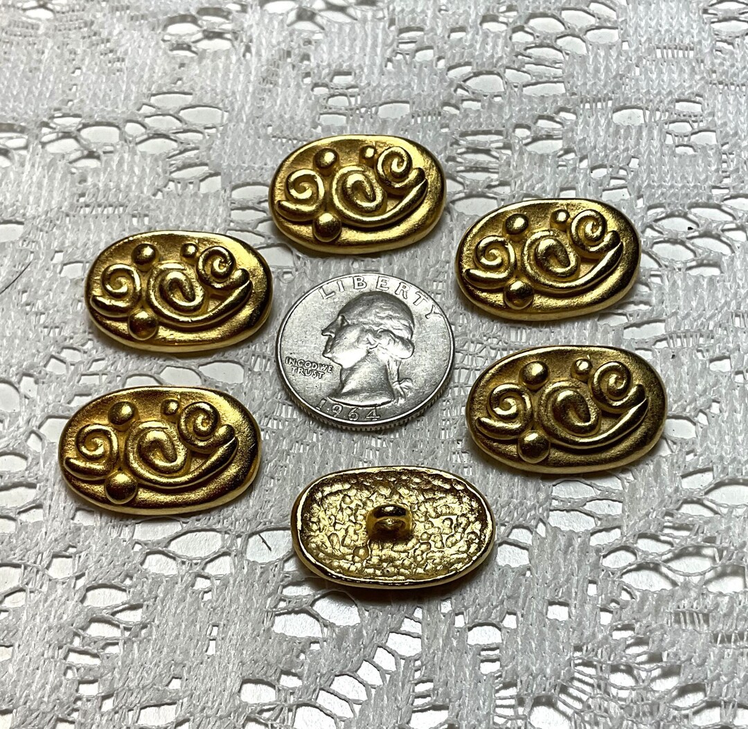 6 Vintage Metal Abstract Art Shank Buttons 26mm X 16mm - Etsy