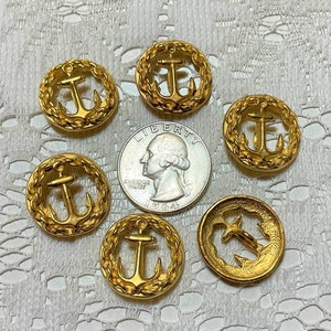 6 Vintage Cast Metal Pierced Anchor Buttons 34 Ligne