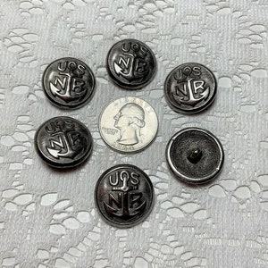 6 Vintage Metal US. Navy Reserve Buttons 34 Ligne
