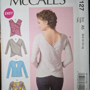 Uncut McCall&#39;s Sewing Pattern #M7127 for Misses&#39; Tops with 4 Variations. Sizes 6-14.