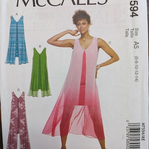 Uncut McCall&#39;s Sewing Pattern #M7594 for Misses&#39; Dresses.  Sizes 6-14