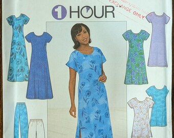 Uncut Simplicity Sewing Pattern #8136 for Misses' Dress or Tunic and Pants or Shorts. Sizes 6-10.