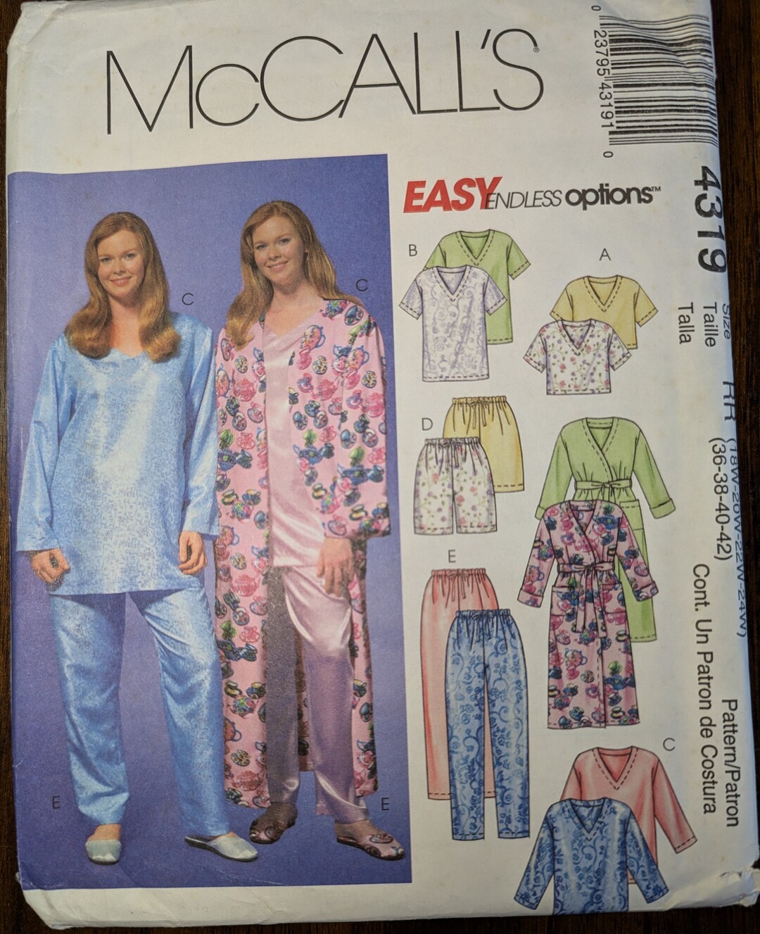 Uncut Mccall's Sewing Pattern #M4319 for Women's Robe, Tops, Sleep ...