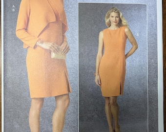 Uncut Vogue Sewing Pattern V1435 for Misses and Misses Plus Size Jacket and Dress. Sizes 6-14 and Sizes 14-22 Available.