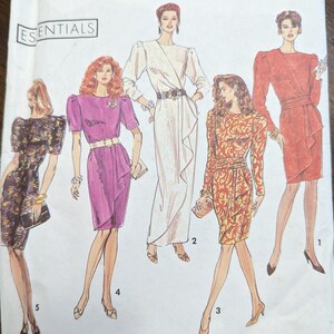 Uncut Simplicity Sewing Pattern #7367 for Misses&#39; Dress in Two Lengths With Or Without Drape & Cumberbund. Sizes 6-14