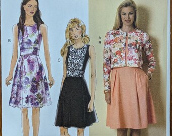 Uncut Butterick Sewing Pattern B6319 for Misses and Misses' Plus Size Cardigan and Dress. Sizes 16-24.