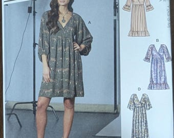 Uncut McCall's Sewing Pattern #M7969 for Misses and Misses' Plus Size Dresses. Sizes XS, S, Med and Sizes L, XL, XXL Available.