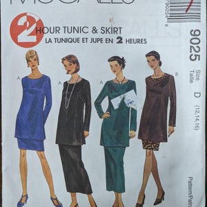 Uncut McCall&#39;s Sewing Pattern #9025 for Misses&#39; Tunic and Pull-On Skirt in 2 Lengths. Sizes 12-16.