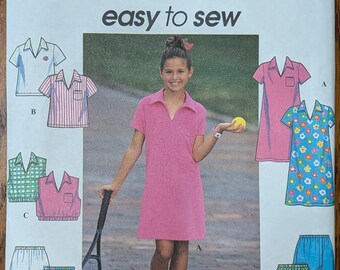 Uncut Simplicity Sewing Pattern 7608 for Girls' Dress, Top and Shorts. Sizes 12-16.
